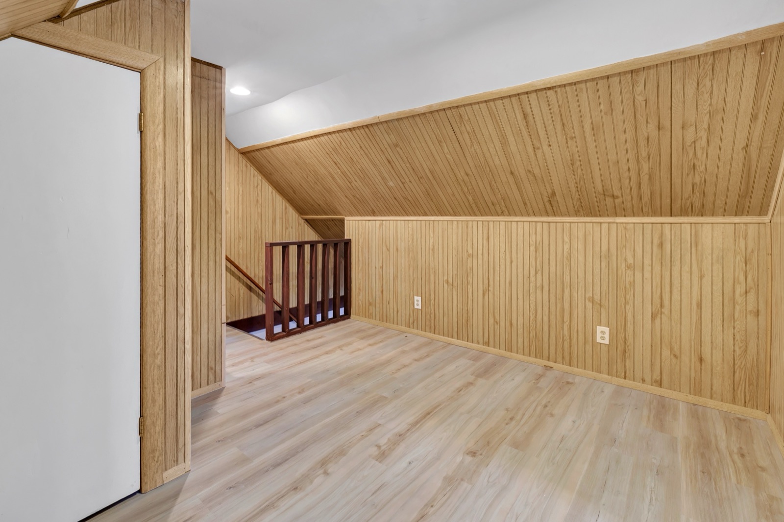 Empty Naugatuck CT upstairs landing before virtual staging as reading nook