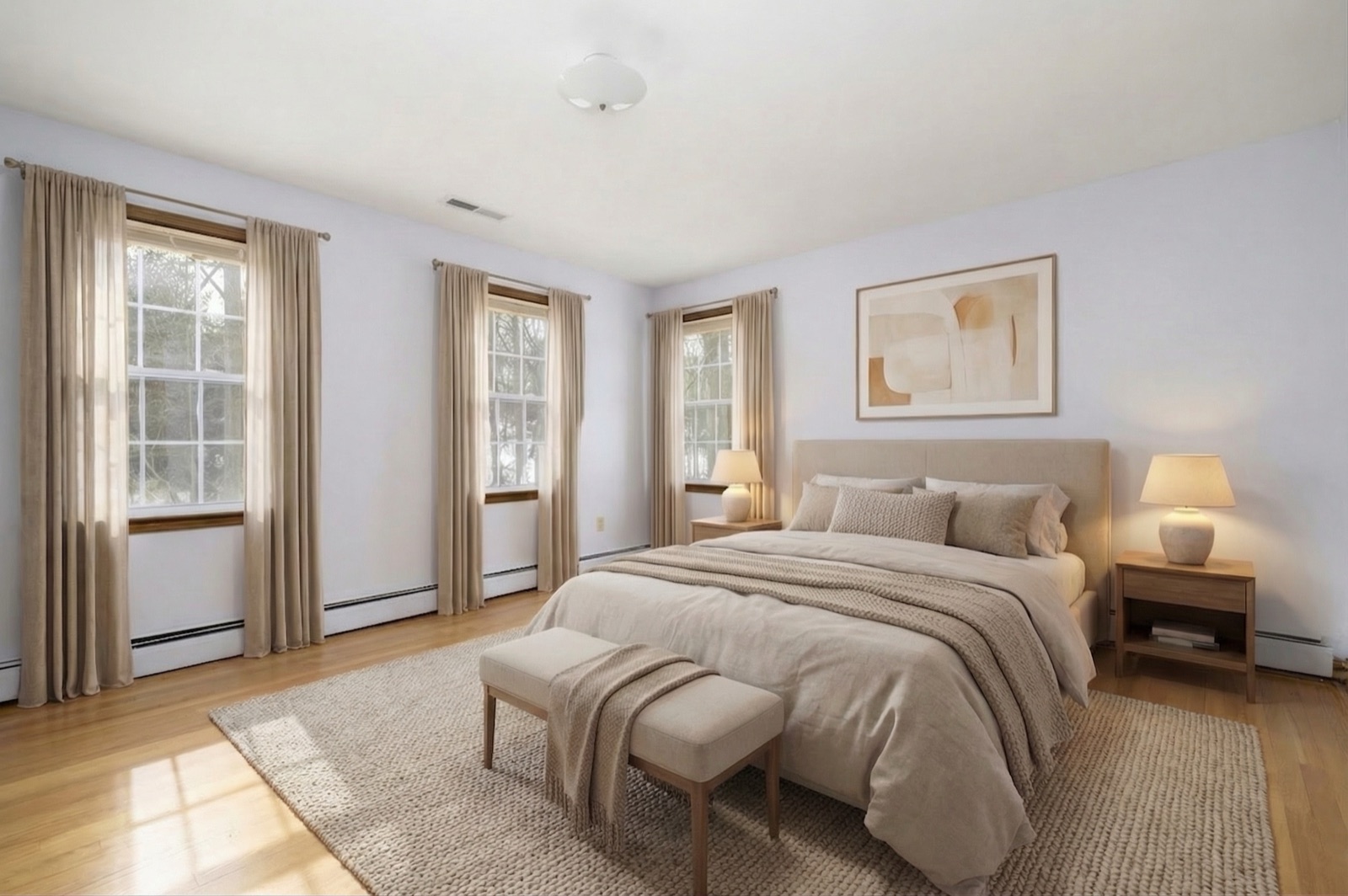 Naugatuck CT 15 by 13 bedroom after virtual staging with queen bed