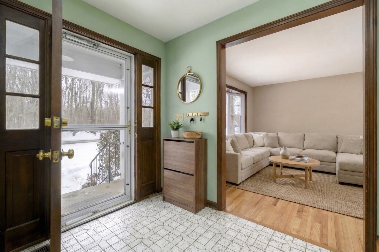 Naugatuck CT foyer after virtual staging with console table