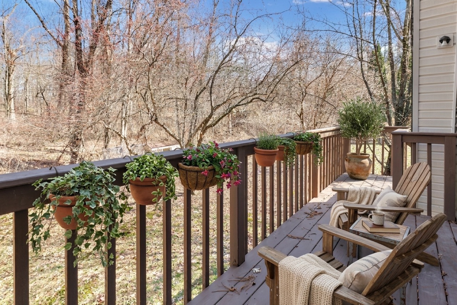 New Milford CT deck after virtual staging with outdoor dining and lounge seating