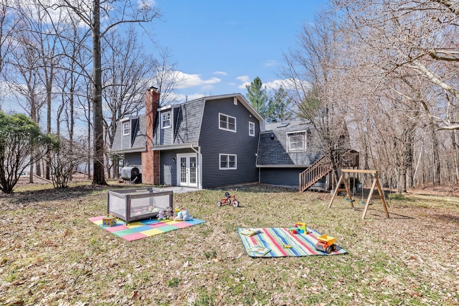 New Milford CT side yard after virtual staging as kids play area
