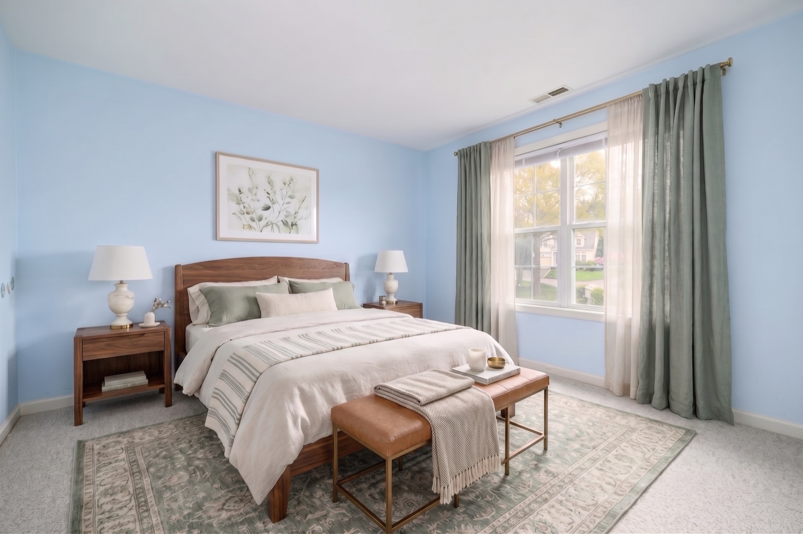 Norwalk CT guest bedroom after virtual staging with queen bed